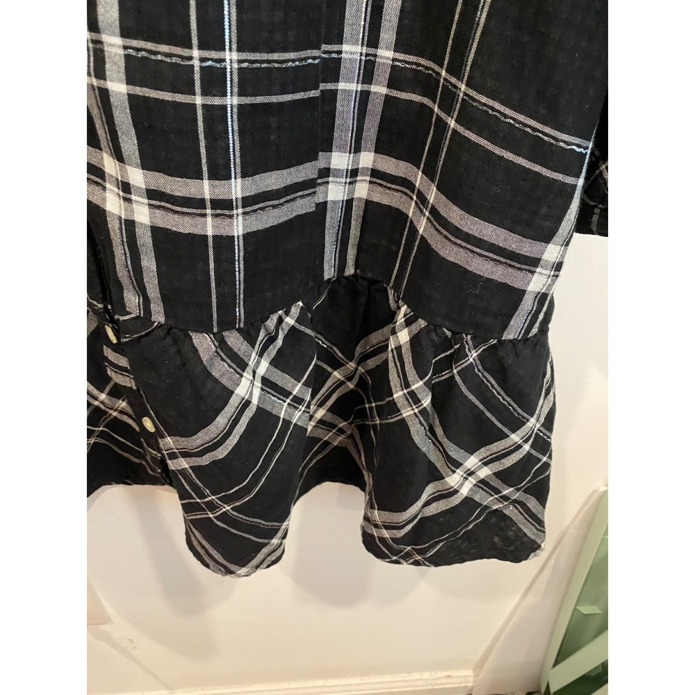 Nautica Womens Black Plaid Metallic Ruffle Drop Hem‎ Shirt Dress Size M NEW - Picture 4 of 8